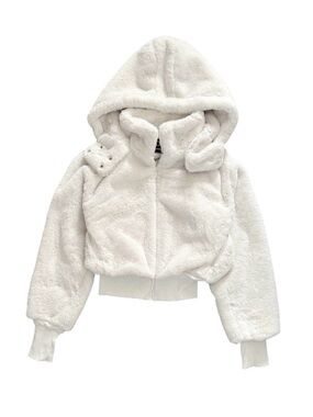 Alo Yoga white plush hooded jacket